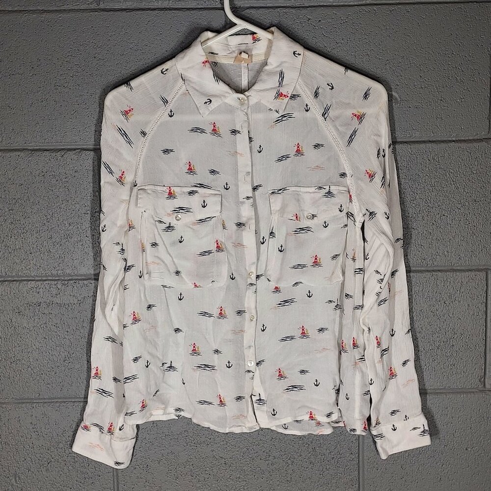 Roxy Nautical Lighthouse Lightweight Button Up Shirt - Small